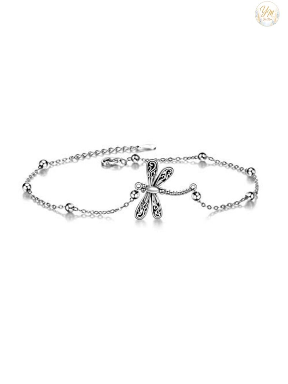 925 Sterling Silver Dragonfly Anklet Women Adjustable Chain Bracelet Gift